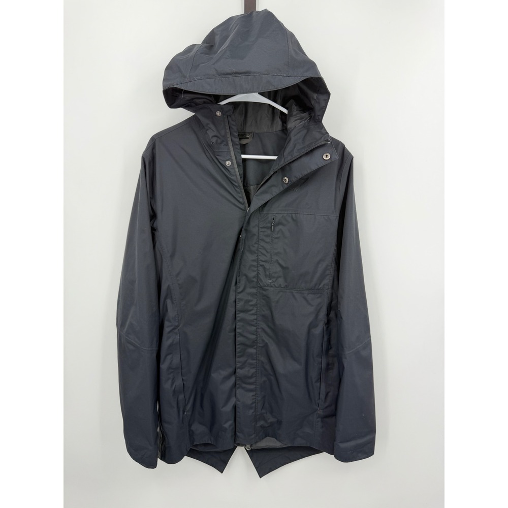 Gymshark‎ Hooded Windbreaker Jacket Mens Size M Black Taped Sleeve Full Zip
